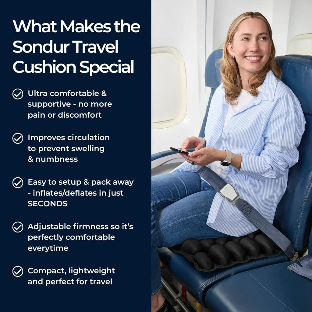 AirComfort™ Reisekissen – Aufblasbares Sitzkissen für Flüge