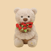 Cuddly Bear with Rose Bouquet