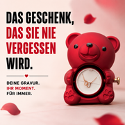Eternal rose bear with engraved necklace