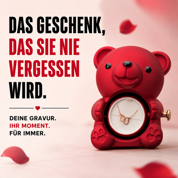 Eternal rose bear with engraved necklace